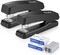 Desktop Office Stapler with 2000 Staples: Half Strip Desk Staplers, take 26/6 Staples 25 Sheets Capacity, Metal Construction, Non-Slip Base, Black, 2-Pack
